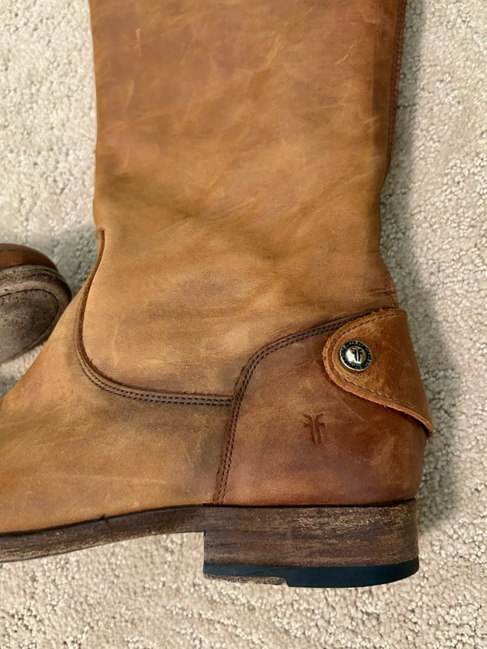 Frye Tall Riding Boots in Tan Brown Leather - Picture 2 of 7